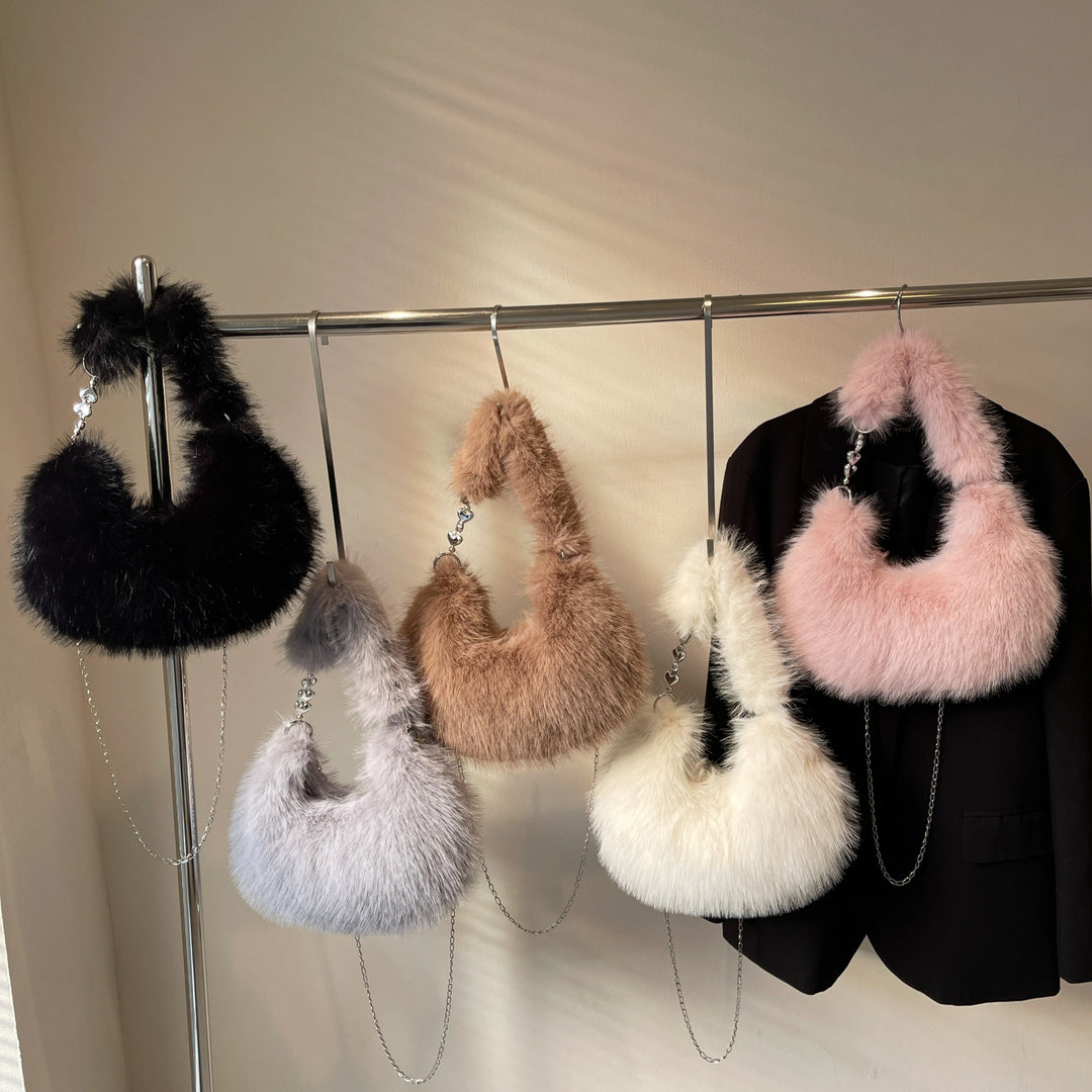 Plush Shoulder Bag with Unique Design Bowlift