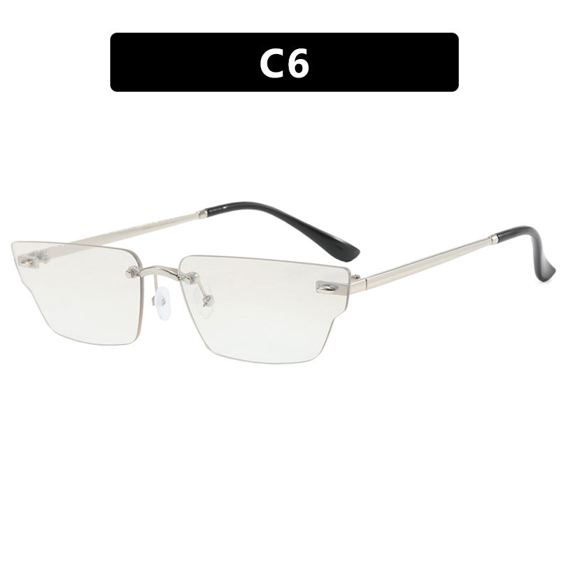 Women's geometric sunglasses with delicate frame and transparent lenses Bowlift