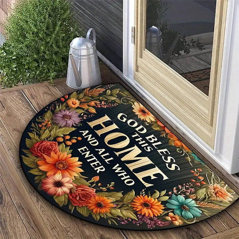Floral Themed Welcome Mat Bowlift