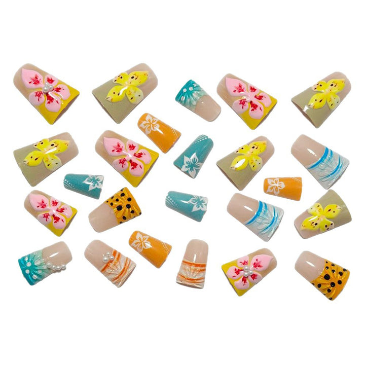 Artificial nails with creative 3D flower and butterfly designs Bowlift