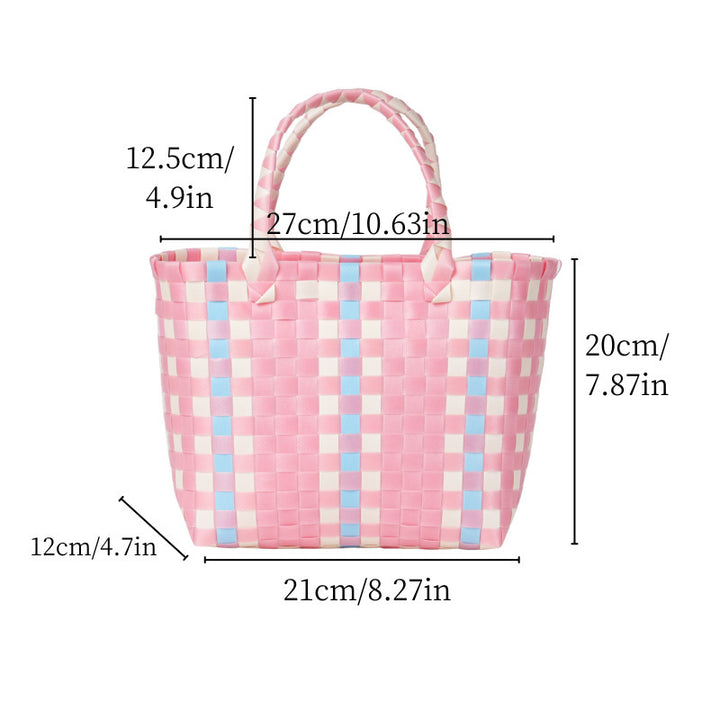Handwoven basket bag with modern structural pattern Bowlift