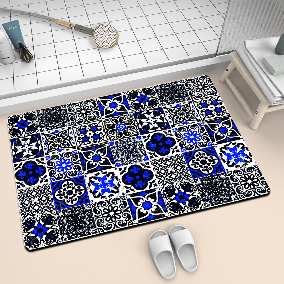 Colorful Geometric Pattern Bath Mat Bowlift