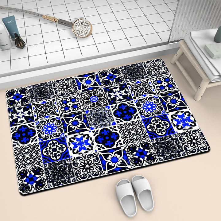 Colorful Geometric Pattern Bath Mat Bowlift