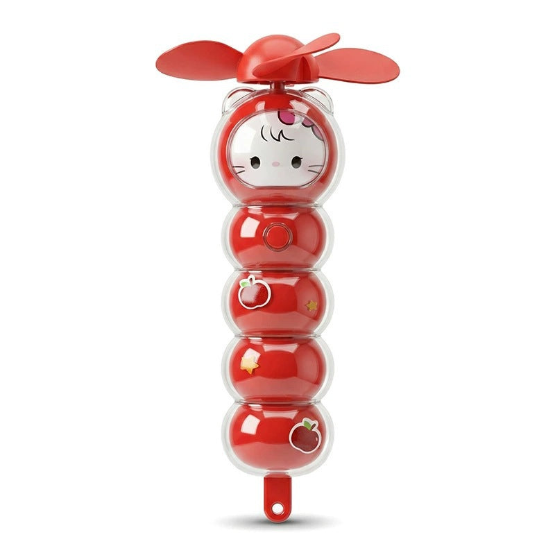 Unisex portable rechargeable handheld fan with cute animal head, soft propeller blades and transparent bead container Bowlift