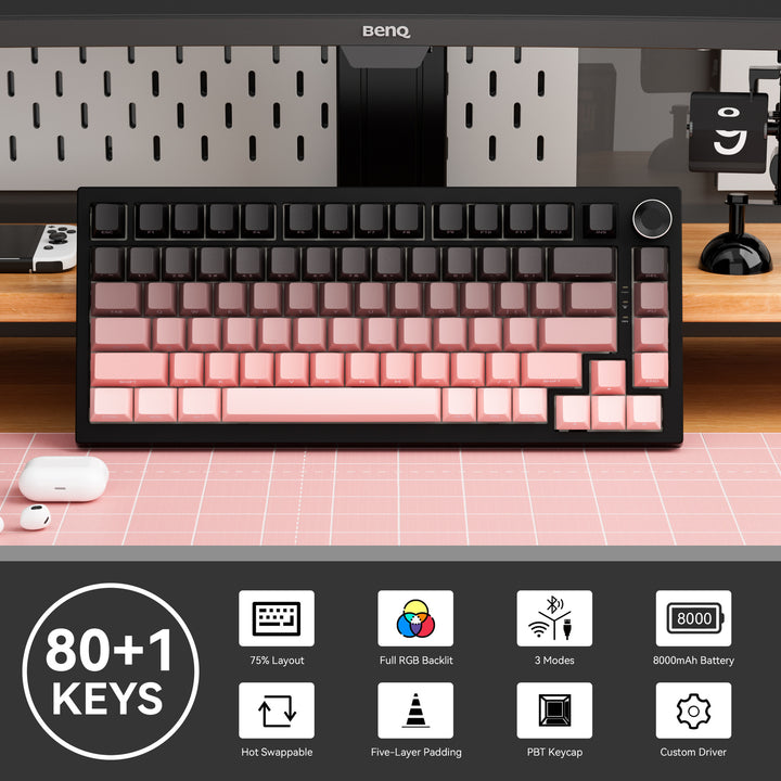 Mechanical Gaming Keyboard with Gasket Structure Bowlift