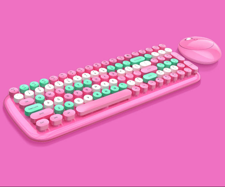 Retro Style Wireless Keyboard and Mouse Set Bowlift