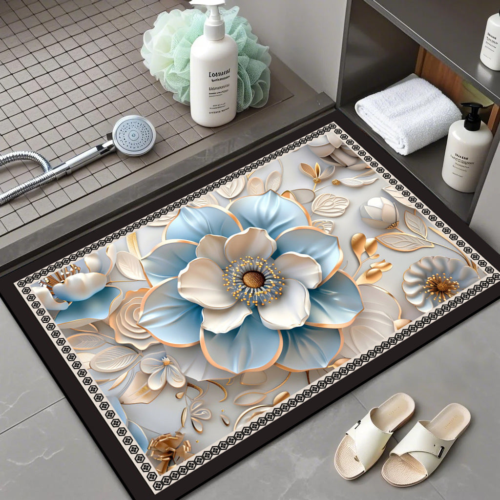 Floral Patterned Bath Mat Bowlift