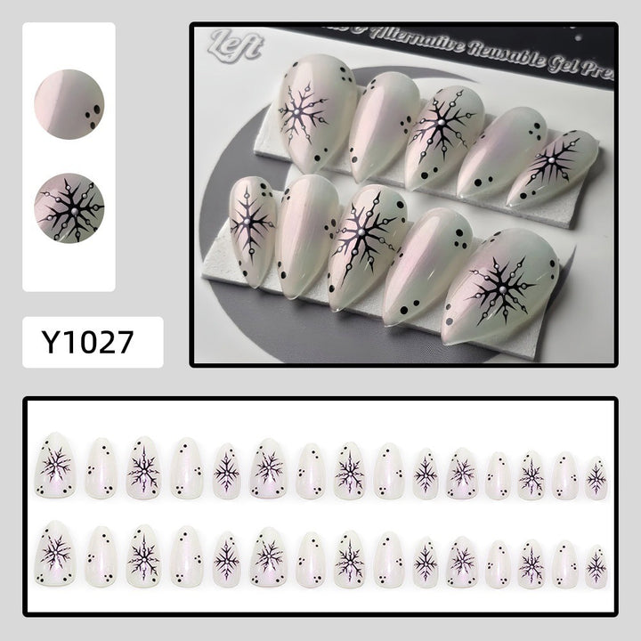 Artificial nail set with snowflake pattern Bowlift