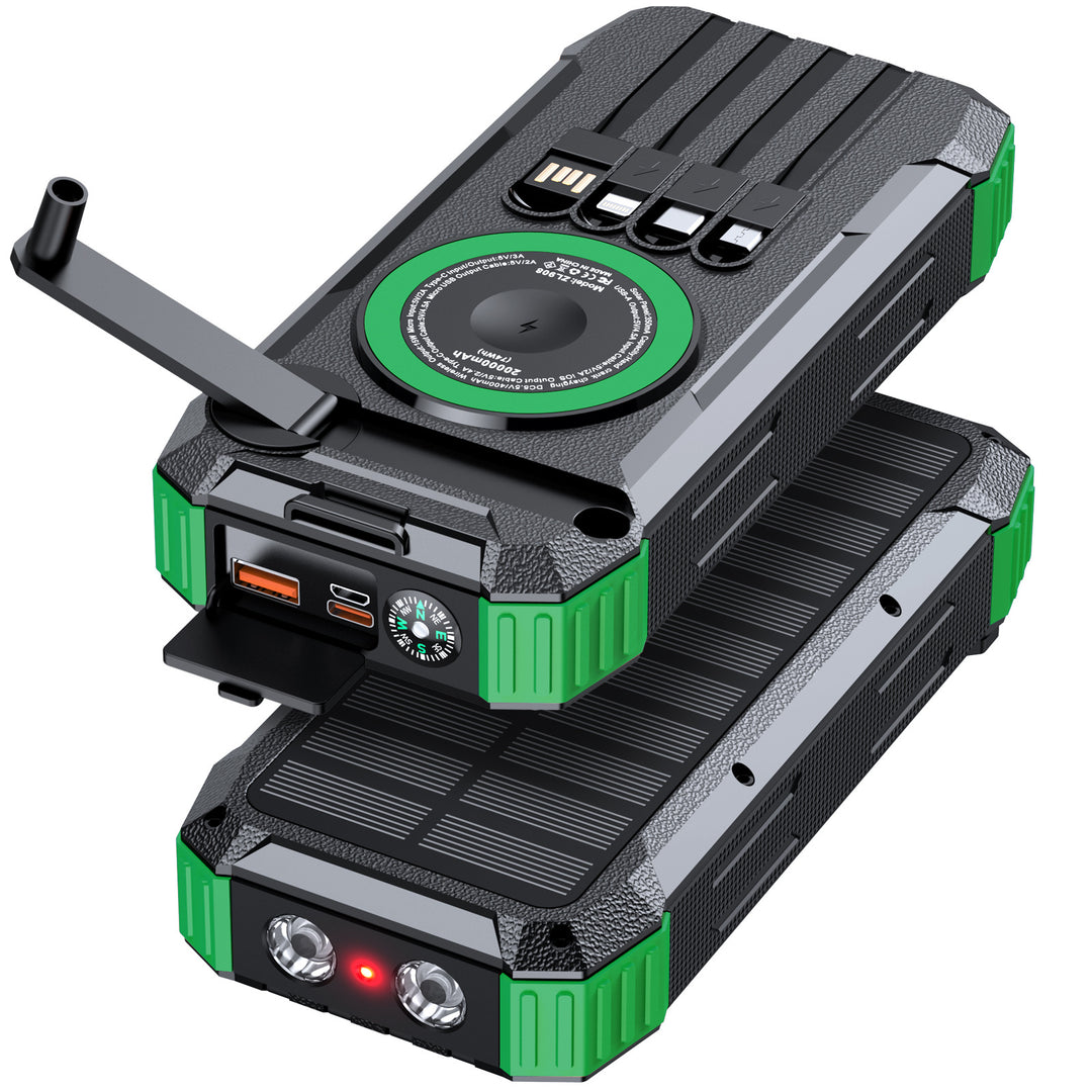 Outdoor Powerbank with solar charging function and integrated LED lamp Bowlift