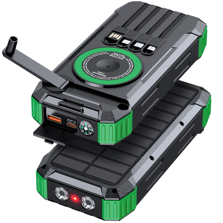 Outdoor Powerbank with solar charging function and integrated LED lamp Bowlift