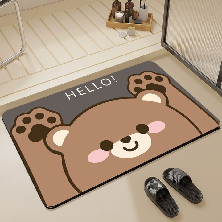 Cartoon Dog-Themed Bath Mat Bowlift
