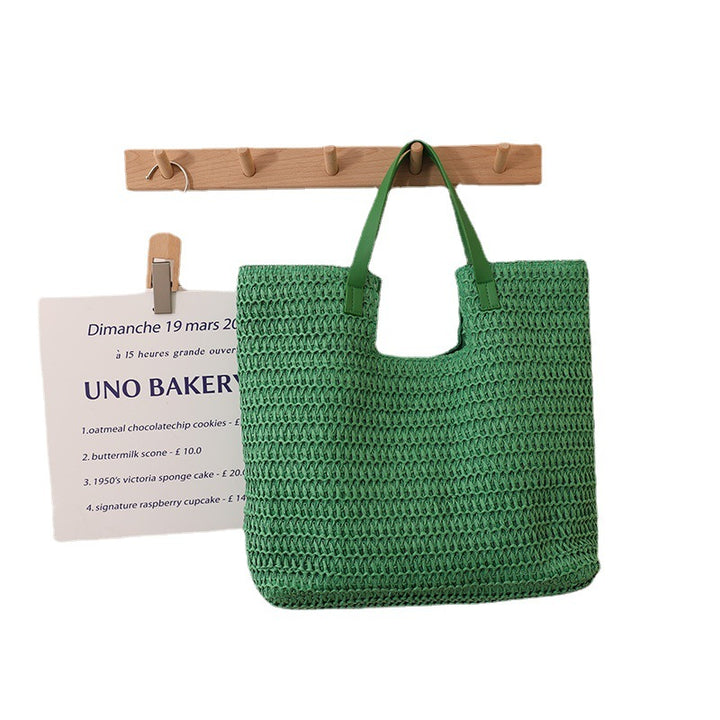 Elegant Woven Tote Bag with Sturdy Leather Handles Bowlift