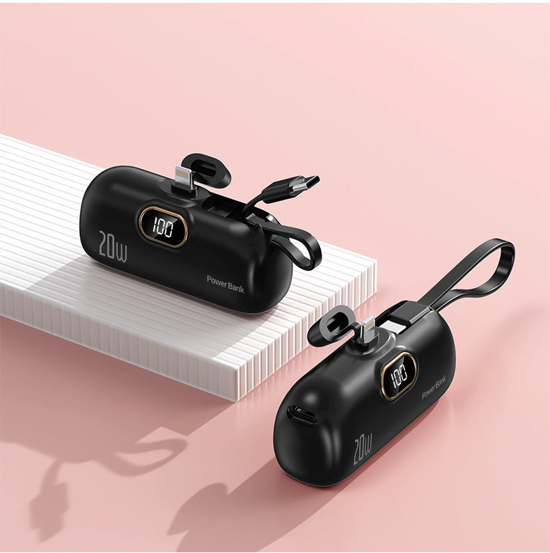 Power bank with integrated charging cable Bowlift