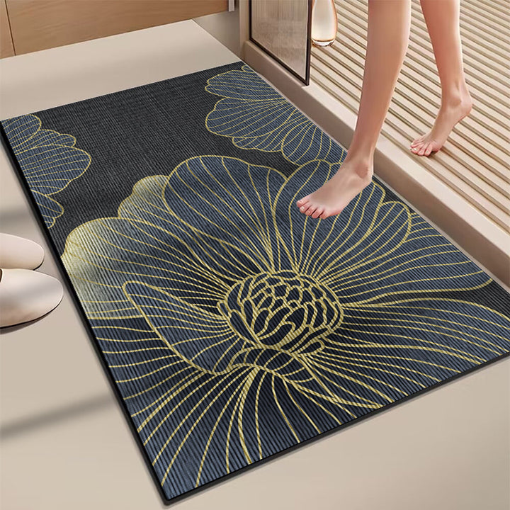 Elegant Marble-Themed Bath Mat Bowlift