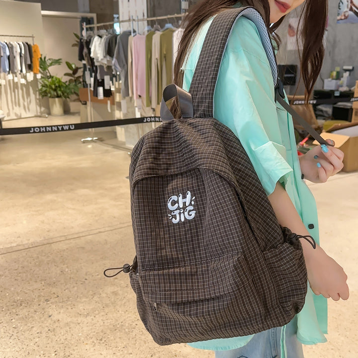 Stylish Checked Patterned Backpack Bowlift