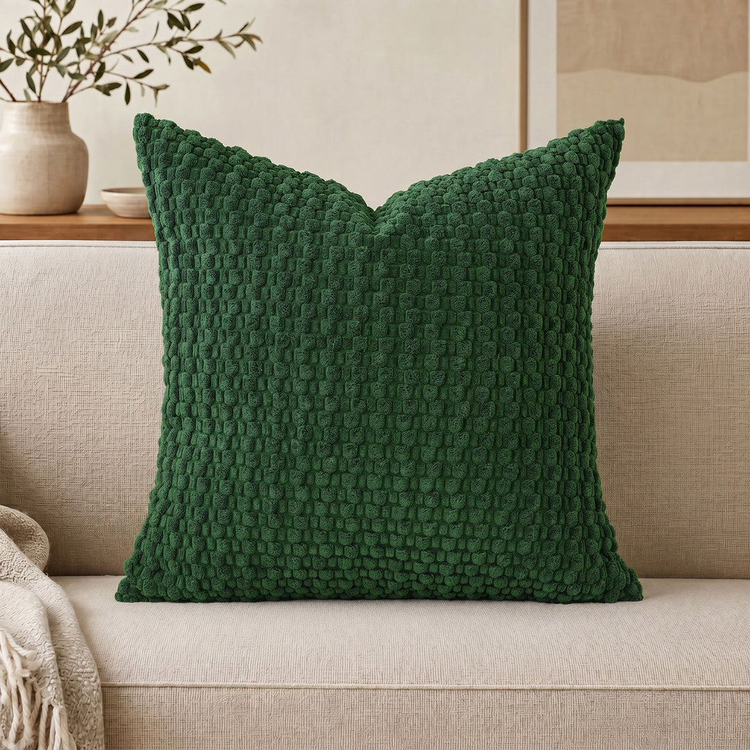 Textured chenille waffle throw pillow with plush insert Bowlift