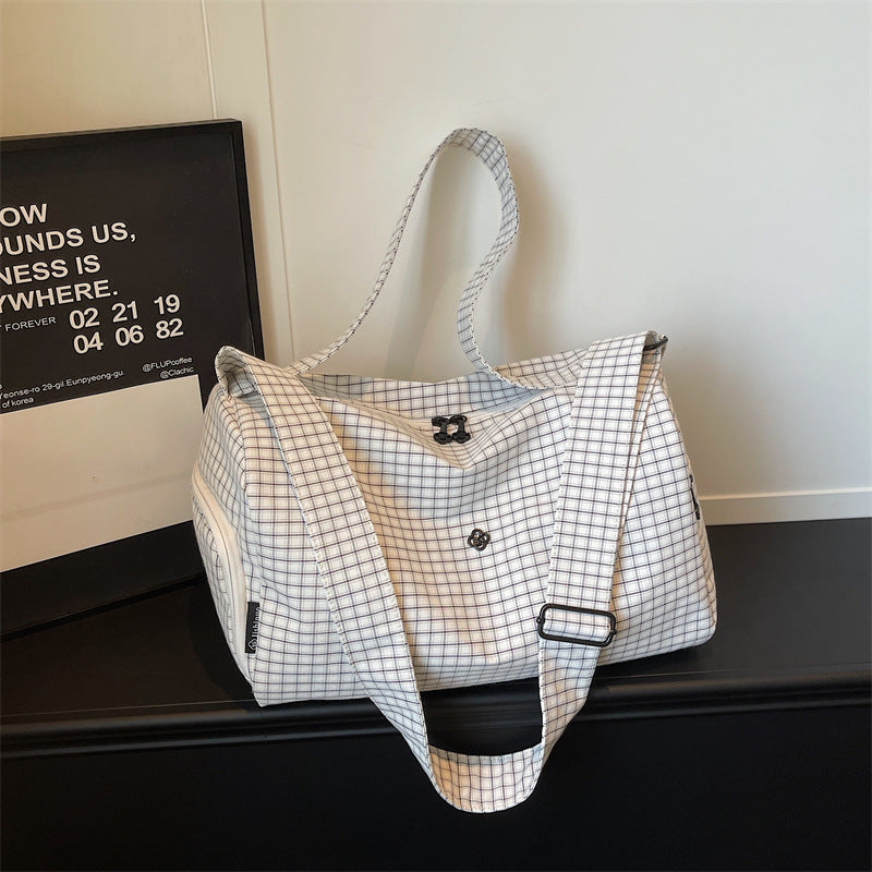 Trendy Grid Pattern Travel Duffel