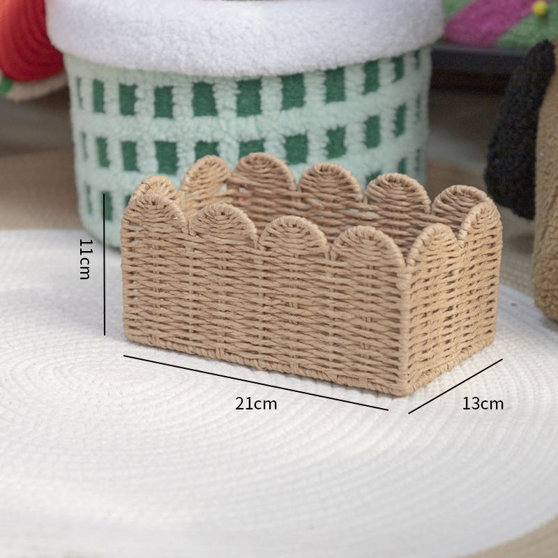 Decorative Scalloped Woven Storage Tray Bowlift