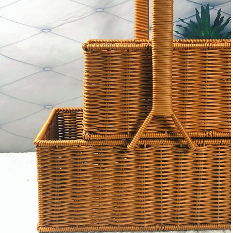 Dual-Layer Woven Storage Basket Bowlift