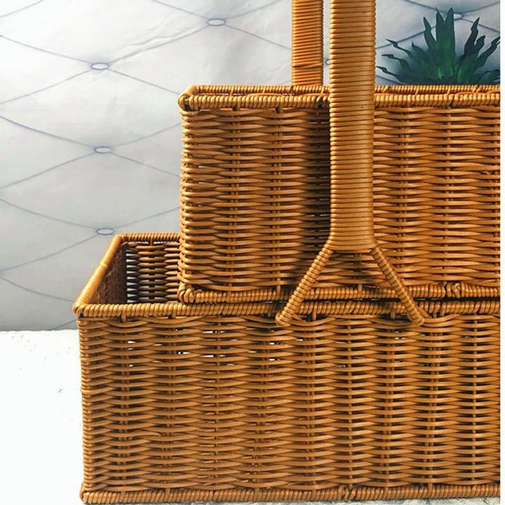 Dual-Layer Woven Storage Basket Bowlift