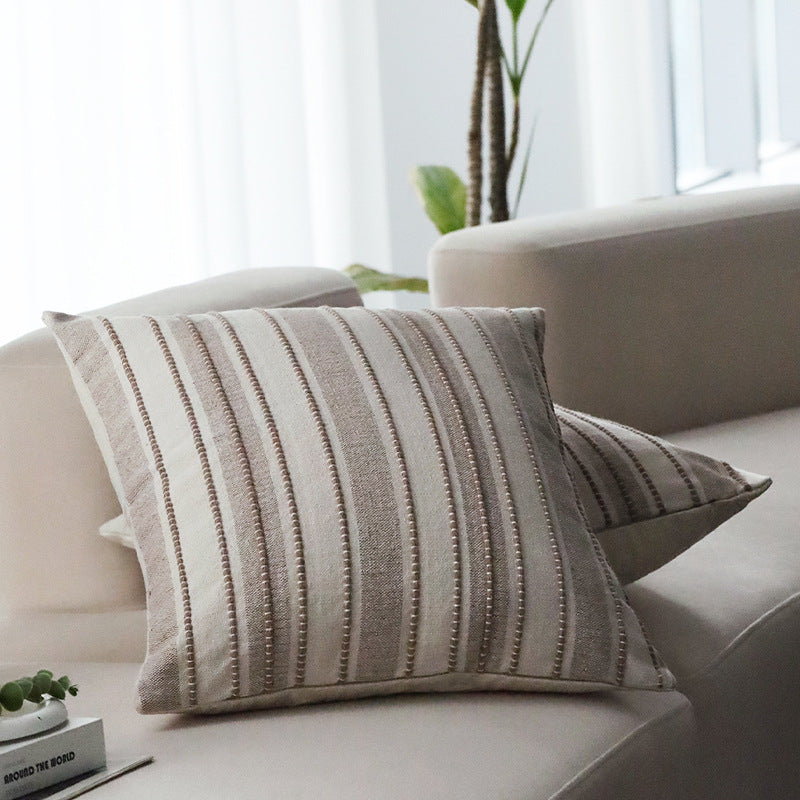 Square decorative cushion cover made of felted bouclé with fine linear texture Bowlift