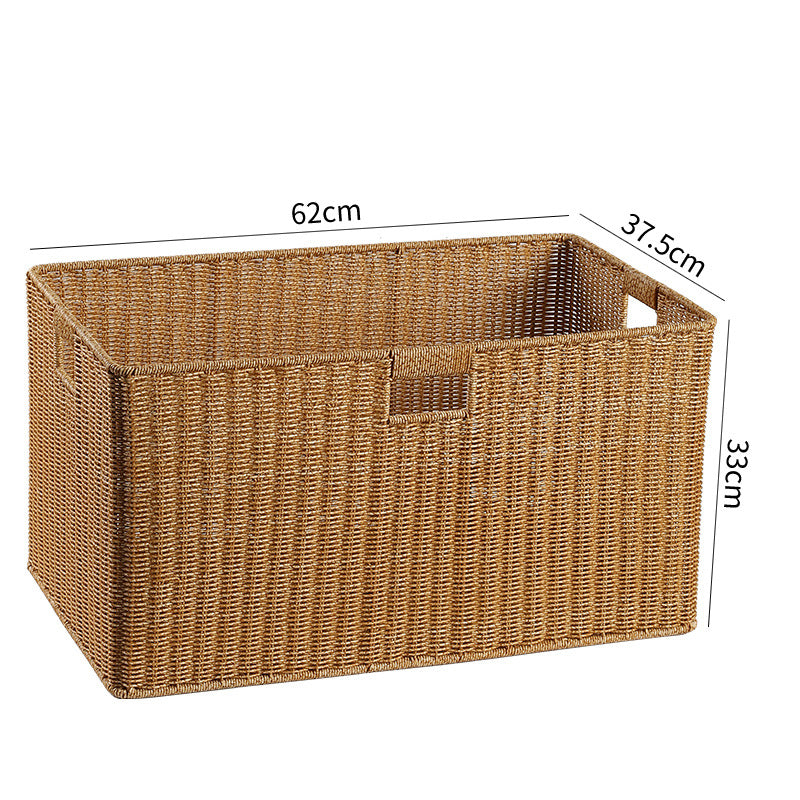 Handwoven Storage Basket with Cutout Handles Bowlift