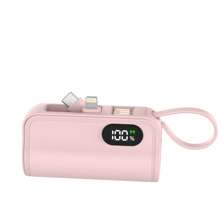 Portable power bank with integrated charging cable and digital capacity display Bowlift