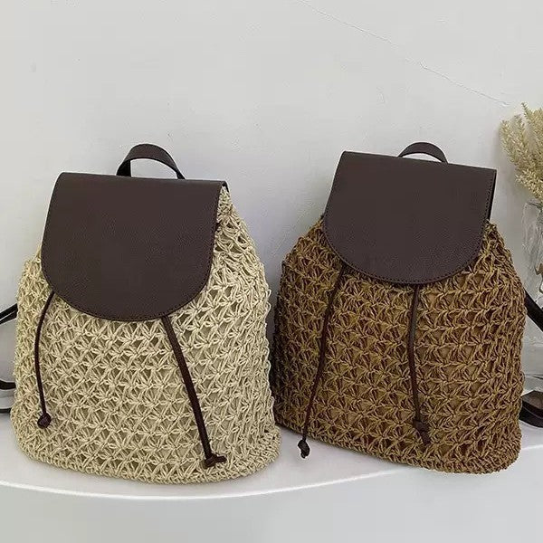 Macrame Backpack with Leather Flap Bowlift