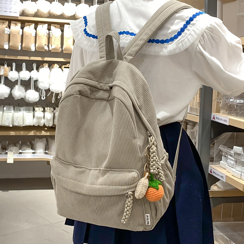 Textured Corduroy Laptop Backpack Bowlift