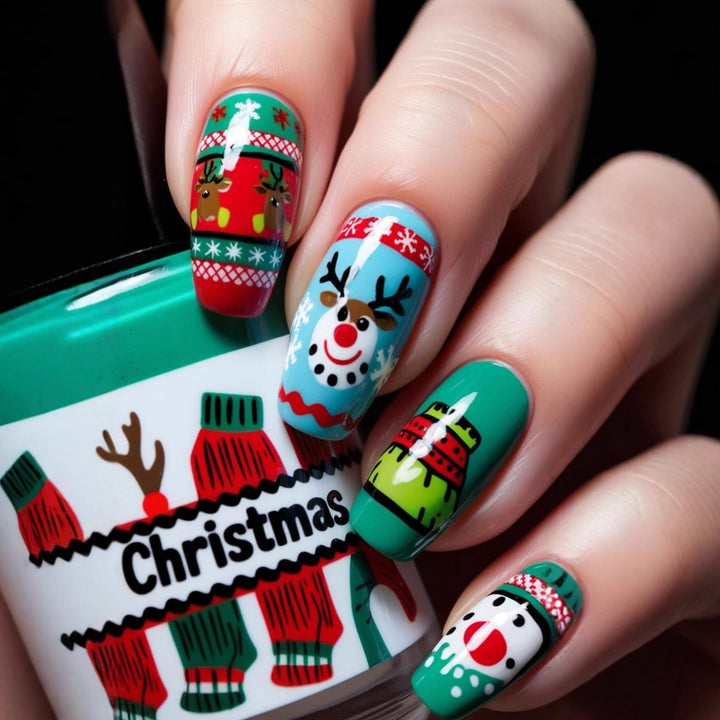 Artificial nails with festive Christmas design Bowlift