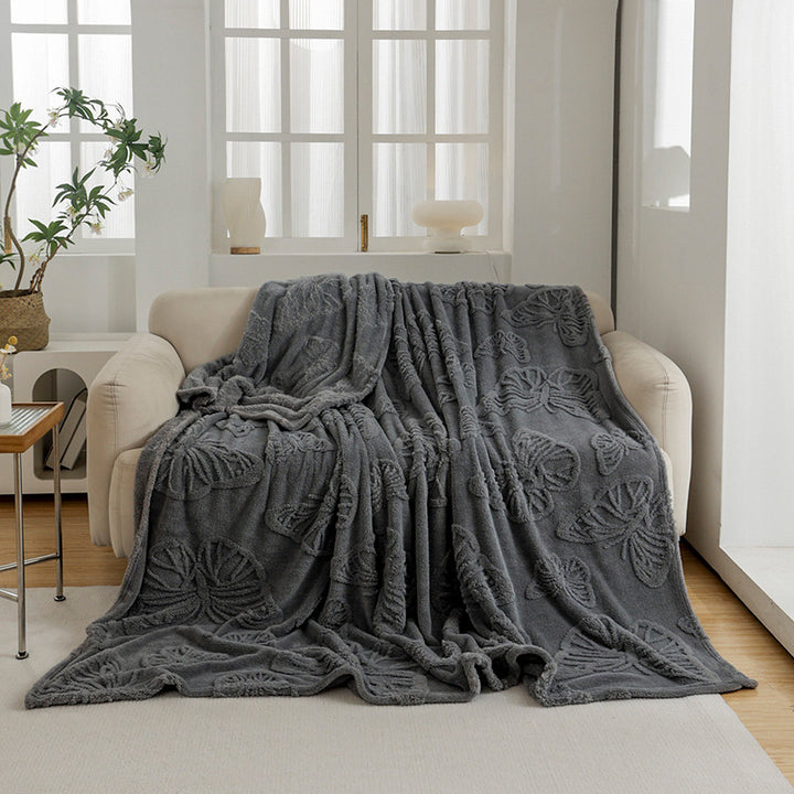 Women Plush Bedspread with Textured Design Bowlift