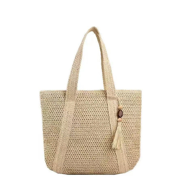 Handbag Made of Natural Weave with Decorative Tassel Detail Bowlift
