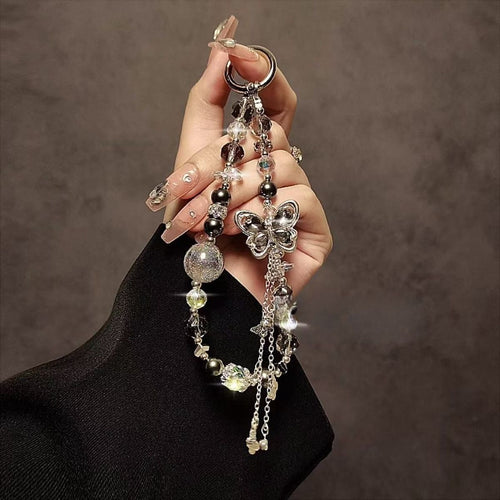 Decorative Crystal Butterfly Charm Keychain Bowlift