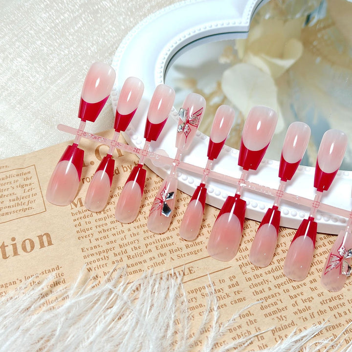 Artificial Nail Set with Elegant 3D Flower Decorations Bowlift