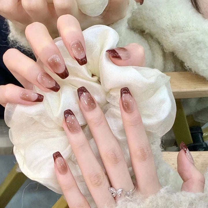 Ombre French Tip Press-On Nails Bowlift