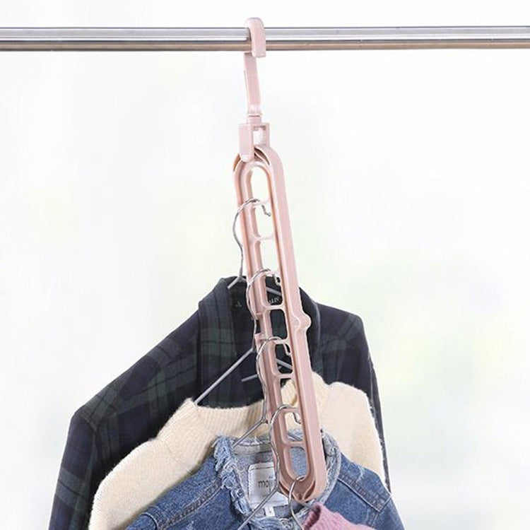Foldable Multi-Slot Space-Saving Cascading Closet Hanger With Swivel Hook