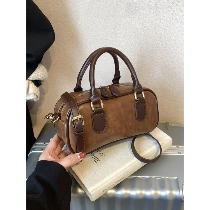 Compact Leather Handheld Satchel Bowlift