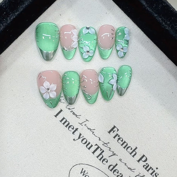 Floral Acrylic Nail Set Bowlift