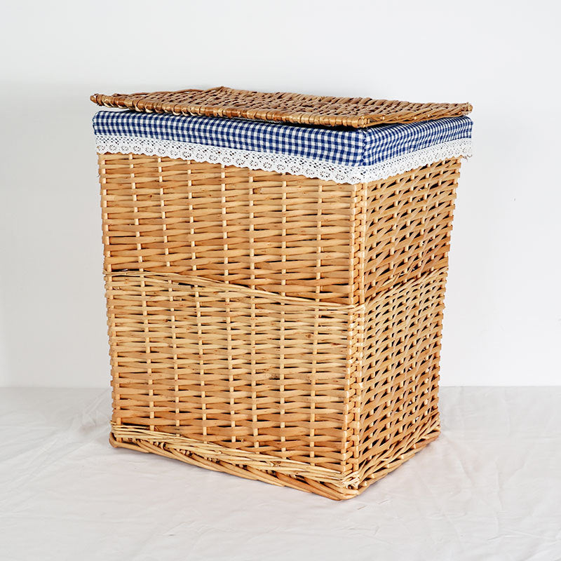 Women's laundry basket with decorative fabric cover and practical lid Bowlift
