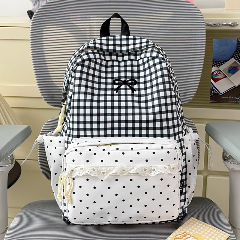 Playful Gingham and Polka Dot Backpack Bowlift