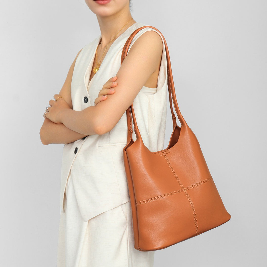 Sculpted Triangle-Base Shoulder Tote with Extended Dual Straps