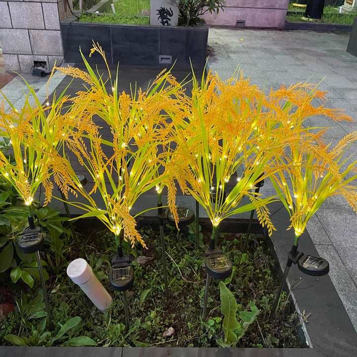Solar LED Ornamental Ricegrass Garden Stake Lights With Micro-LED String And Ground Spike Bowlift