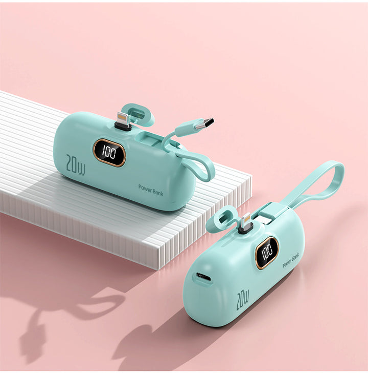 Power bank with integrated charging cable Bowlift