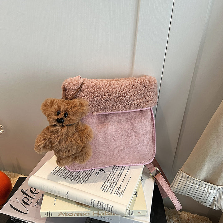 Chic Faux Fur Trim Crossbody Bag Bowlift