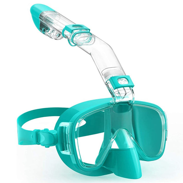 Diving mask with visibility protection and flexible snorkel Bowlift