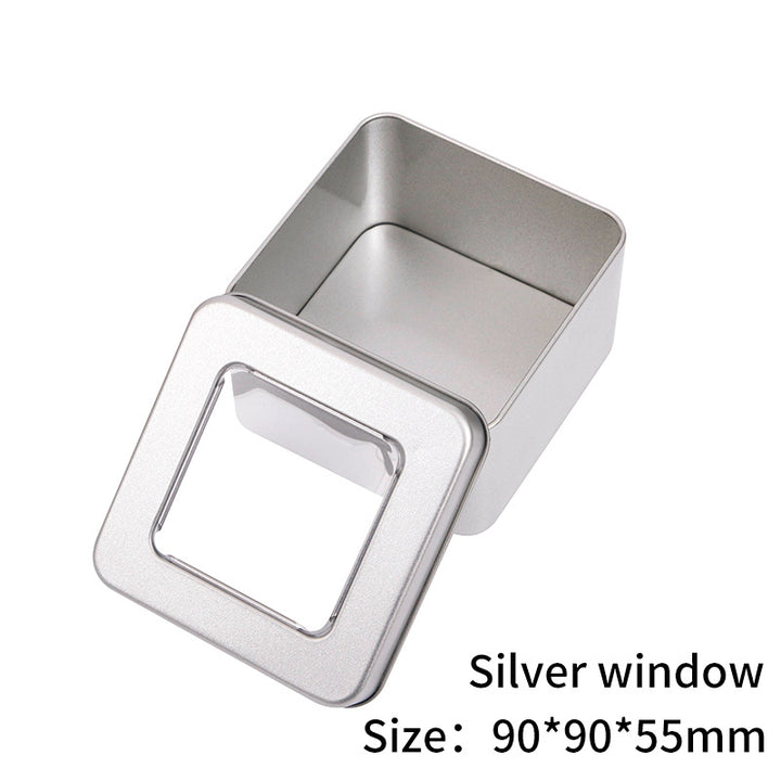 Rectangular metal storage tin with clear display window lid Bowlift