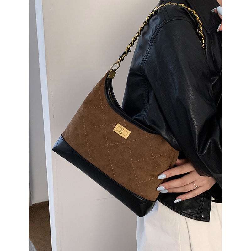 Quilted Suede Hobo Handbag Bowlift