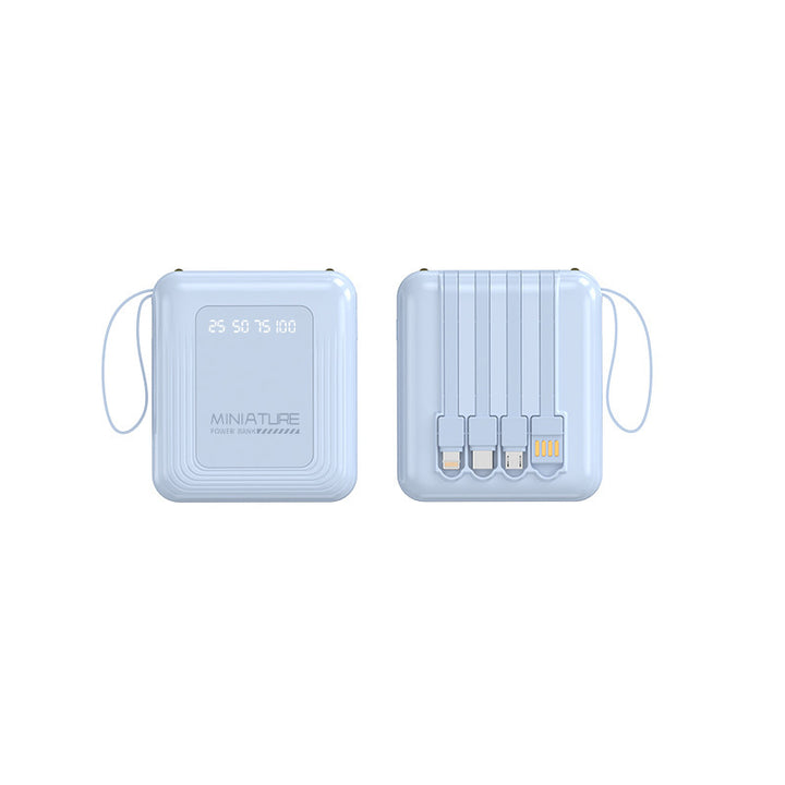 Compact power bank with integrated cable and digital charging display Bowlift
