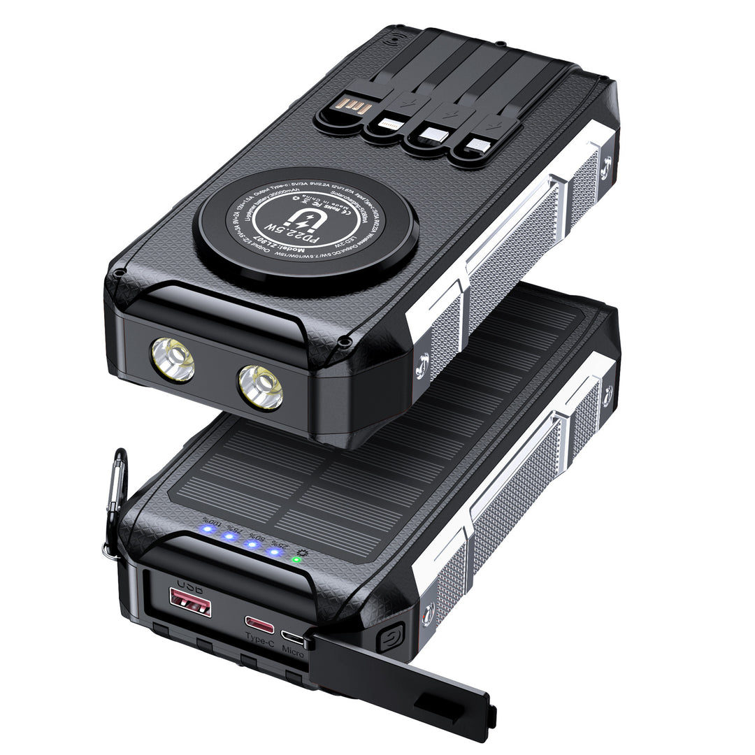 Multifunctional solar power bank with LED light and fast charging function Bowlift