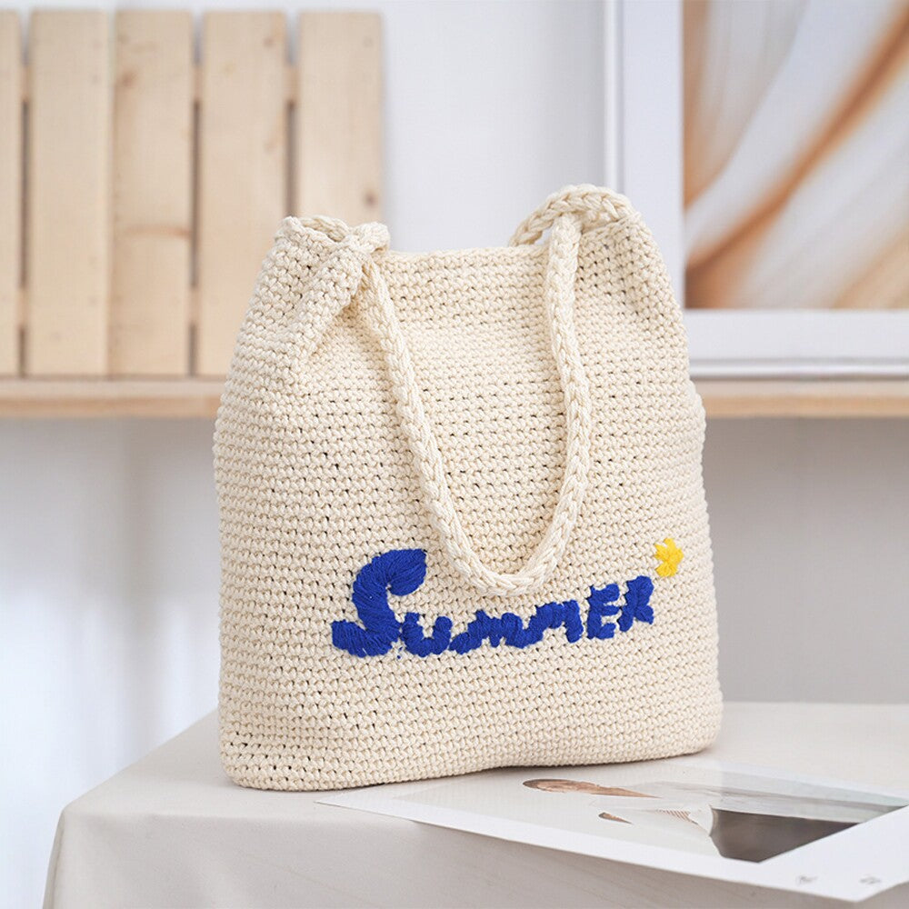 Handcrafted straw bag with summer motif Bowlift